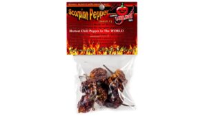 Magic Plant Farm’s Scorpion Dried Pepper Pods with whole Trinidad Scorpion peppers for extreme-heat cooking