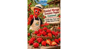 Professor Pepper introduces Trinidad Moruga Scorpion peppers in a tropical Caribbean farm setting
