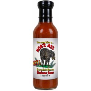 Hog’s Ass Hot Barbeque Sauce bottle – sweet smoky habanero BBQ sauce