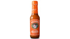 Melinda’s Mango Habanero Hot Sauce bottle with sweet tropical mango flavor and spicy habanero heat for seafood chicken and tacos