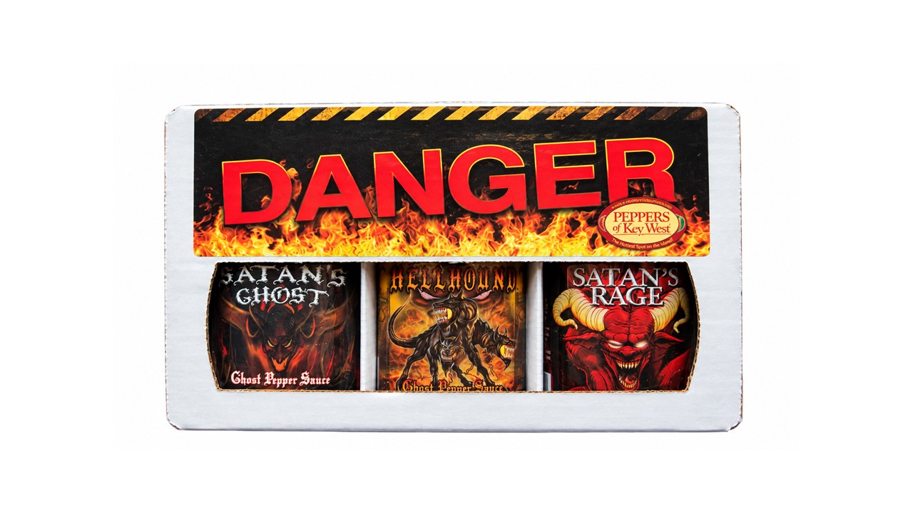 Ghost Pepper Three Pack Gift Box with Satan’s Ghost, Hell Hound and Satan’s Rage hot sauces