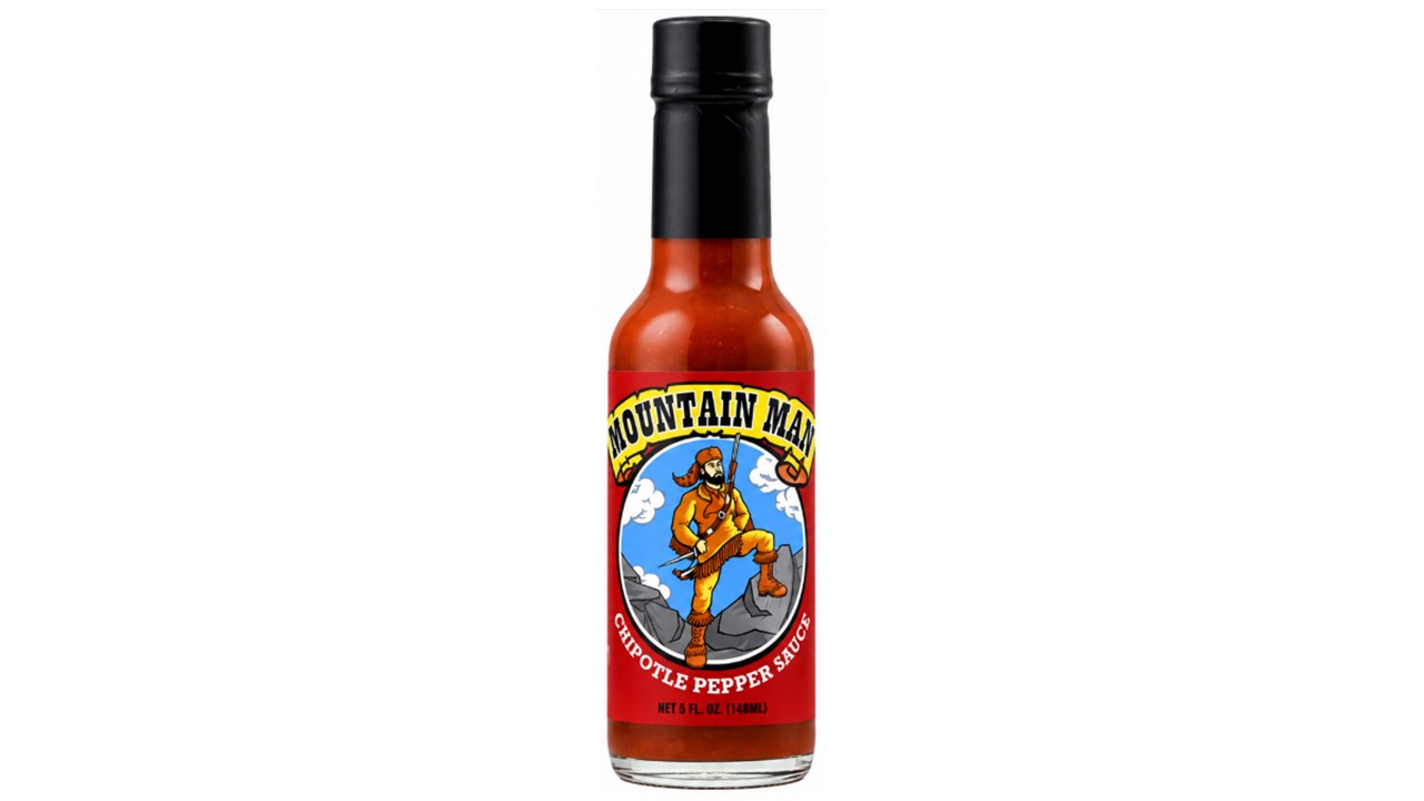 Mountain Man Chipotle Pepper Hot Sauce bottle with smoky chipotle pepper sauce