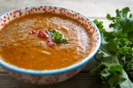 Spicy Kale Soup with Roasted Pepper and Tomato