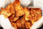 Spicy Baked Flaxseed Tortilla Chips