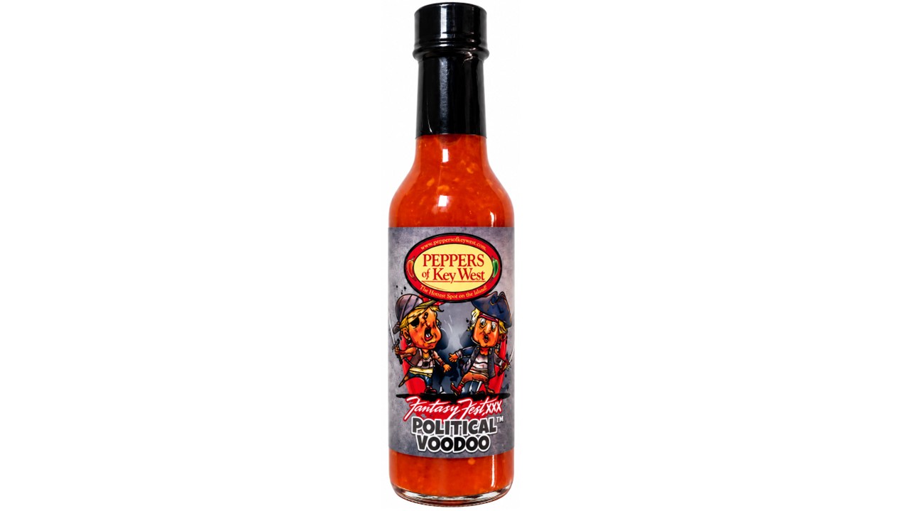 Peppers of Key West Political Voodoo Fantasy Fest Hot Sauce bottle