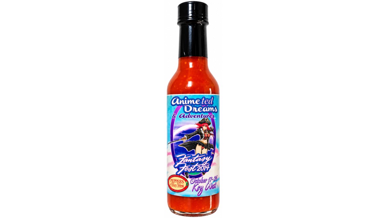 Peppers of Key West Fantasy Fest 2014 Animated Dreams & Adventures Hot Sauce bottle