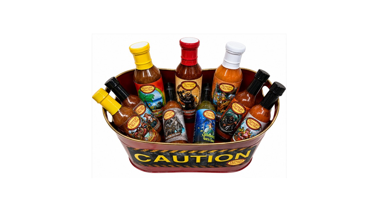 Peppers of Key West Ultimate 9-Pack Hot Sauce Sampler Gift Set with Asian Marinade, Jerk, Wing, Goin' Bananas, Cayenne, Habanero, Jalapeño, Ghost and Carolina Reaper sauces