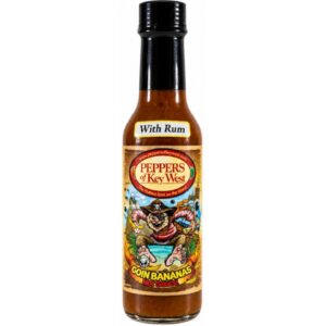 Peppers of Key West Goin' Bananas Hot Sauce with Rum bottle