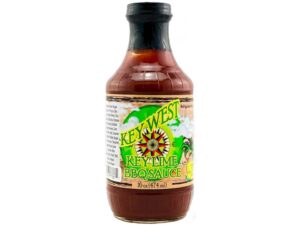 Bottle of Key West Key Lime BBQ Sauce with tropical citrus flavor and tangy island barbecue seasoning