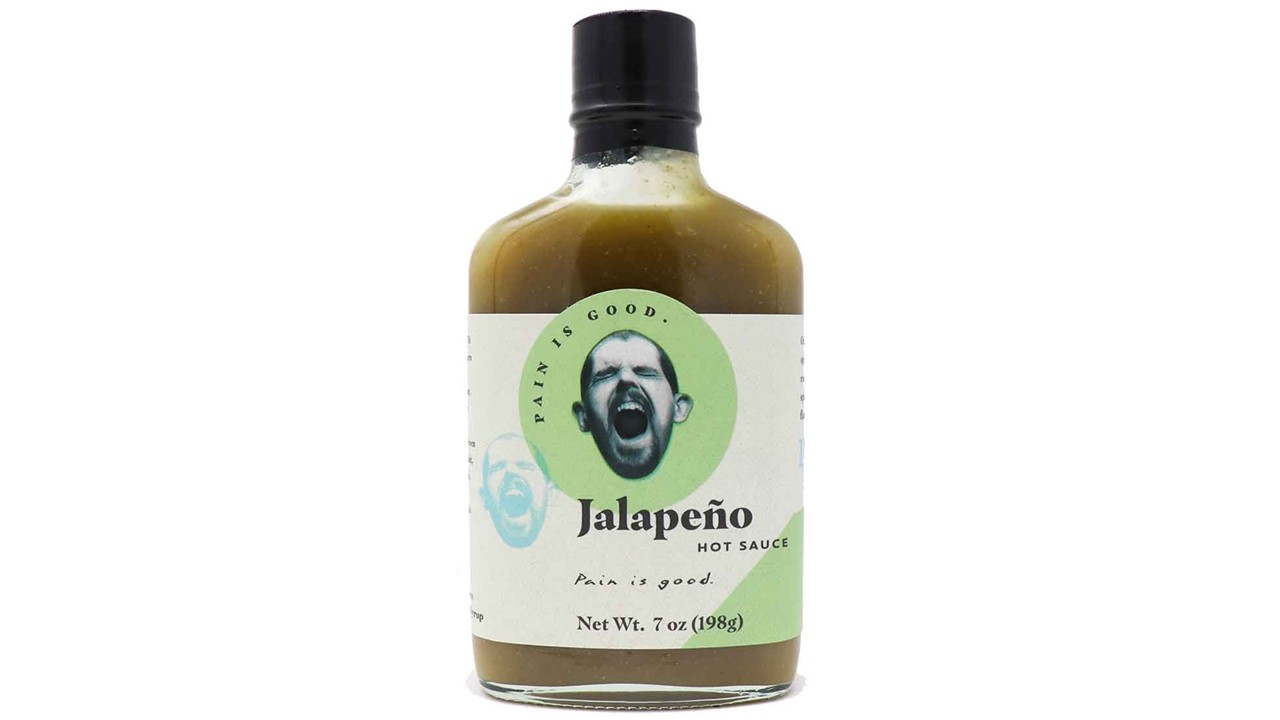 pain is good jalapeno hot sauce spicy green sauce bottle medium heat bold flavor