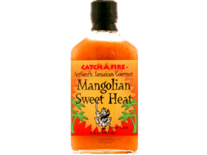 Catch A Fire’s Mangolian Sweet Heat hot sauce bottle with bold sweet and spicy flavor profile