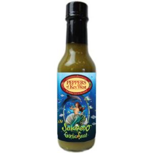 Peppers of Key West Jalapeño Garlic Hot Sauce for Tacos, Burgers, Sandwiches, BBQ & Mexican Food