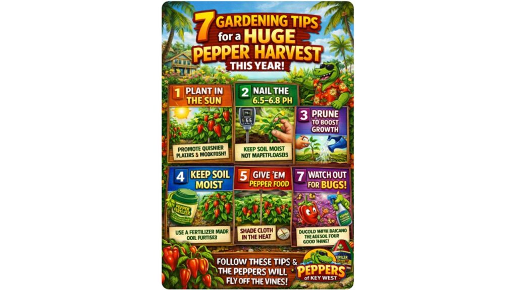 Gardener harvesting large basket of ripe peppers from healthy high-yield pepper plants in full sunlight