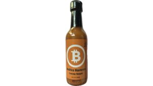 Bitcoin Hellfire Hashrate Creamy Carolina Reaper Hot Sauce bottle