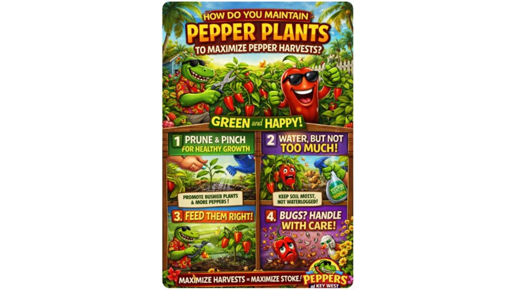 maintaining pepper plants healthy growth pruning watering fertilizing maximize harvest peppers