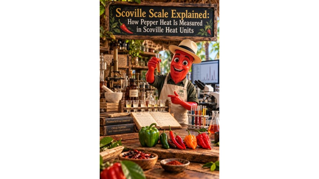 Professor Pepper explains the Scoville Scale with chile peppers, historic dilution testing and modern laboratory equipment used to measure pepper heat.