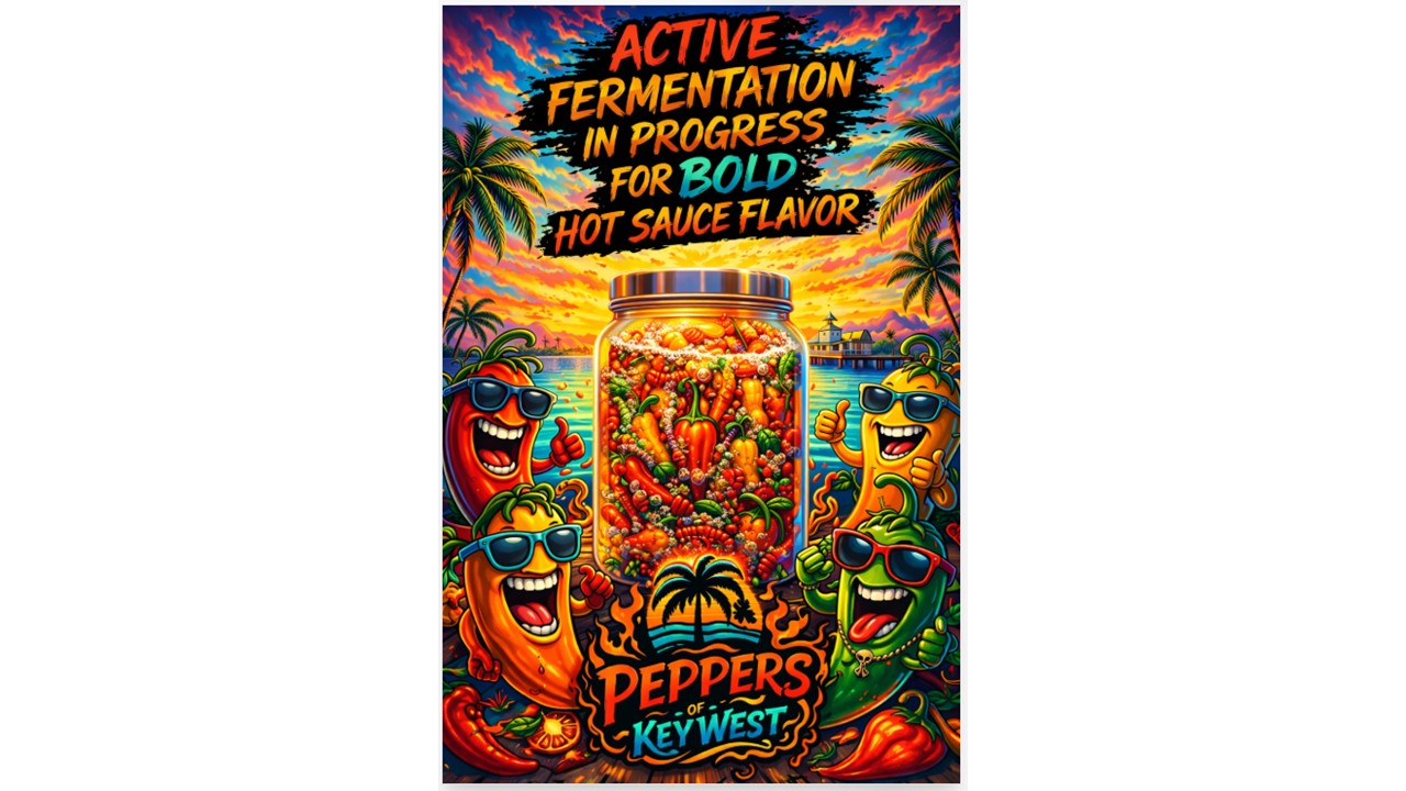 fermentation jar with bubbling chili peppers for homemade hot sauce fermentation process