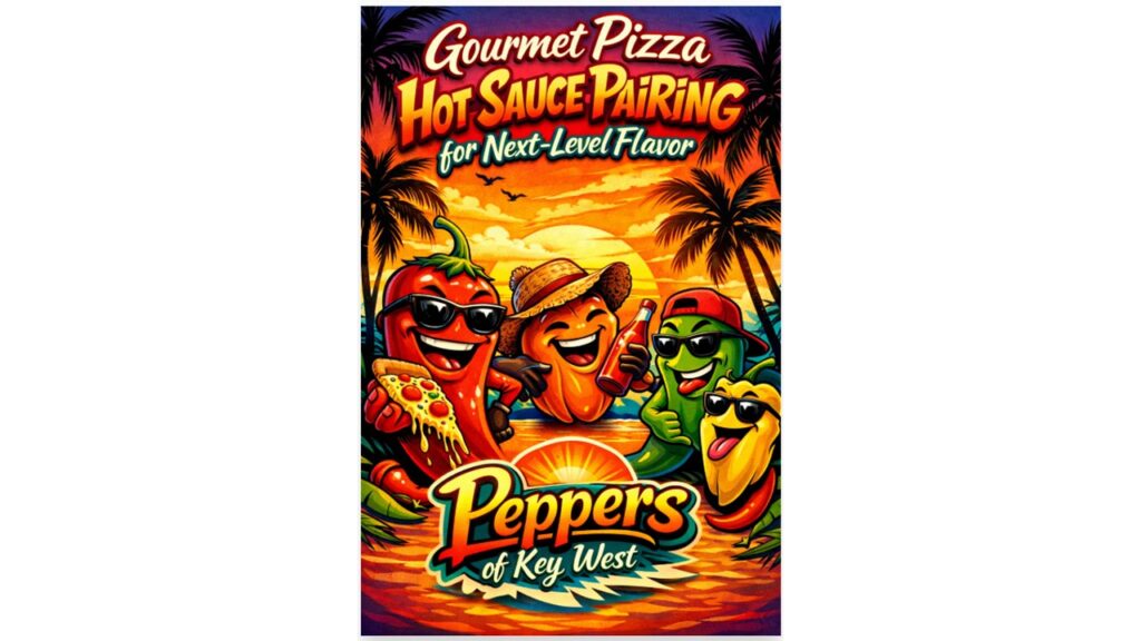 Gourmet pizza slices with hot sauce pairing featuring bold spicy flavors and colorful toppings