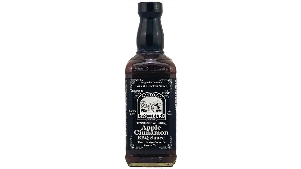 Historic Lynchburg Tennessee Whiskey Apple Cinnamon BBQ Sauce 92 Proof sweet mild smoky bourbon barbecue sauce bottle