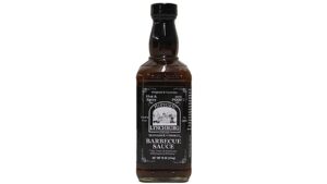 Historic Lynchburg Tennessee Whiskey Hot Spicy BBQ Sauce 100 Proof smoky bourbon barbecue sauce bottle
