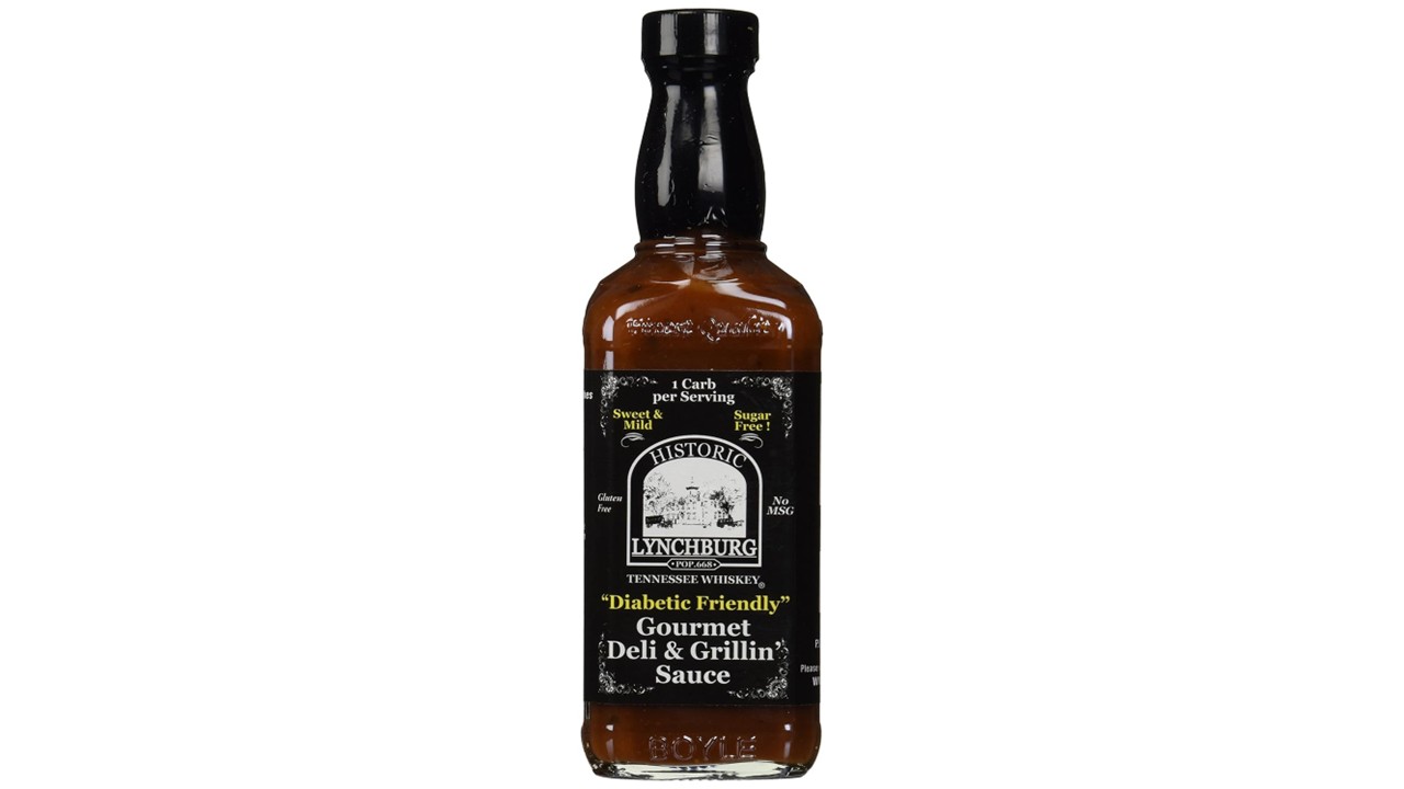 Historic Lynchburg Tennessee Whiskey Sugar Free BBQ Grillin Sauce bold smoky keto barbecue sauce bottle