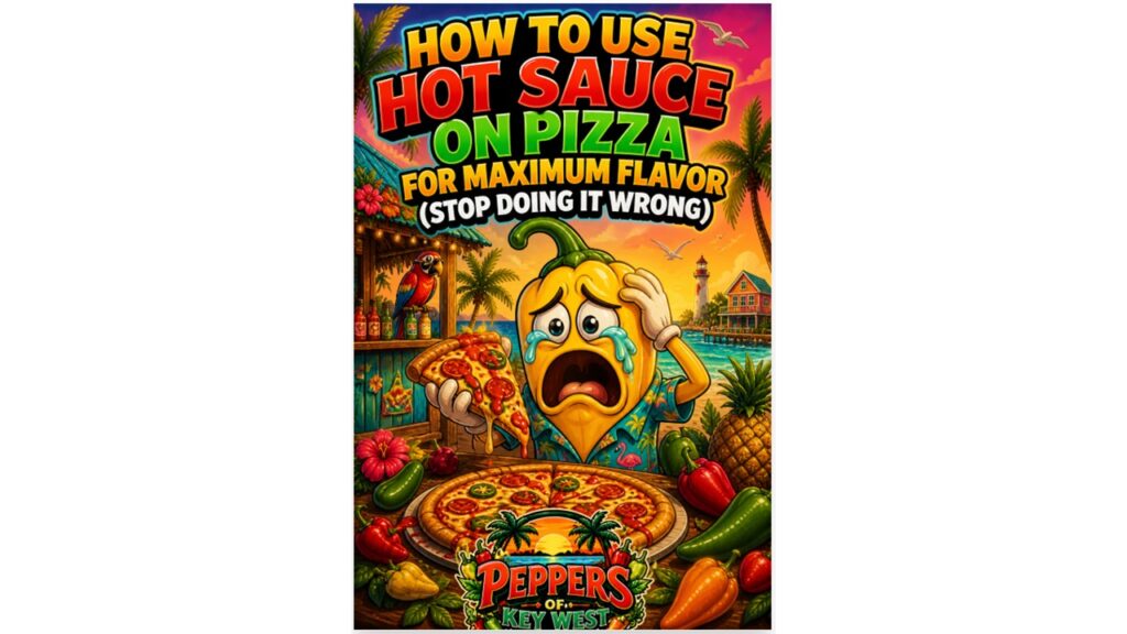 how to use hot sauce on pizza for maximum flavor showing proper application of peppers of key west hot sauce on pizza with balanced toppings and controlled heat