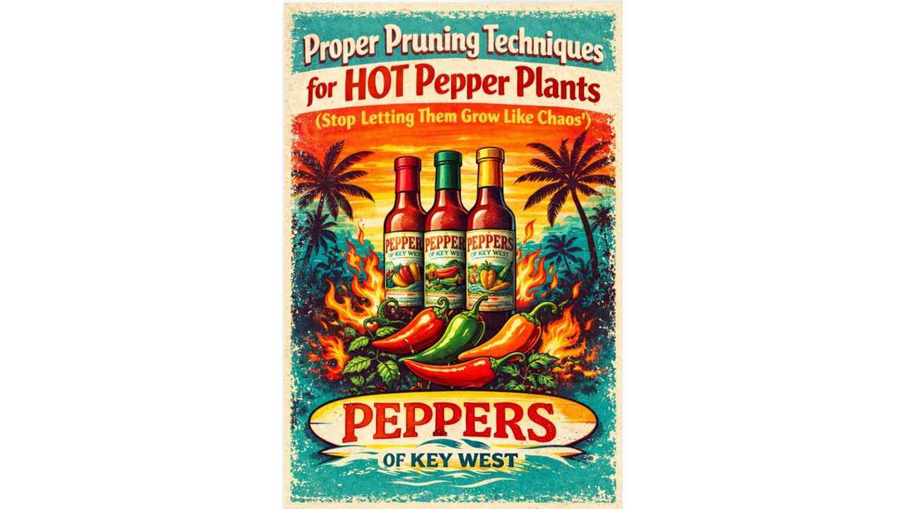 Gardener pruning hot pepper plants with clean shears to improve growth and increase pepper yield