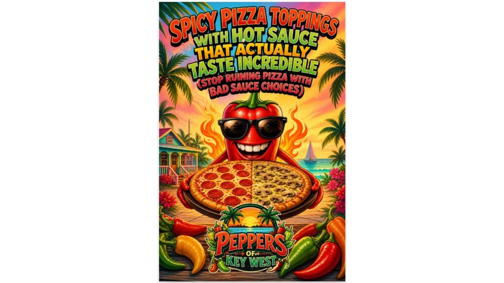 spicy pizza toppings with hot sauce featuring peppers of key west gourmet hot sauces on pizza with pepperoni cheese and vegetables for perfect flavor pairing