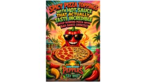 spicy pizza toppings with hot sauce featuring peppers of key west gourmet hot sauces on pizza with pepperoni cheese and vegetables for perfect flavor pairing