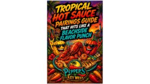tropical hot sauce pairings guide with mango pineapple citrus sauces on seafood chicken tacos and vibrant beachside flavor combinations