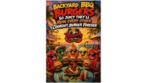 Juicy backyard BBQ burgers loaded with melted cheese, bacon, hot sauce, and smoky cookout flavor on a summer grill