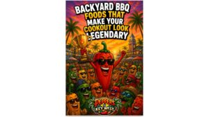 Legendary backyard BBQ foods including burgers, hot dogs, grilled chicken, side dishes, and spicy summer cookout recipes