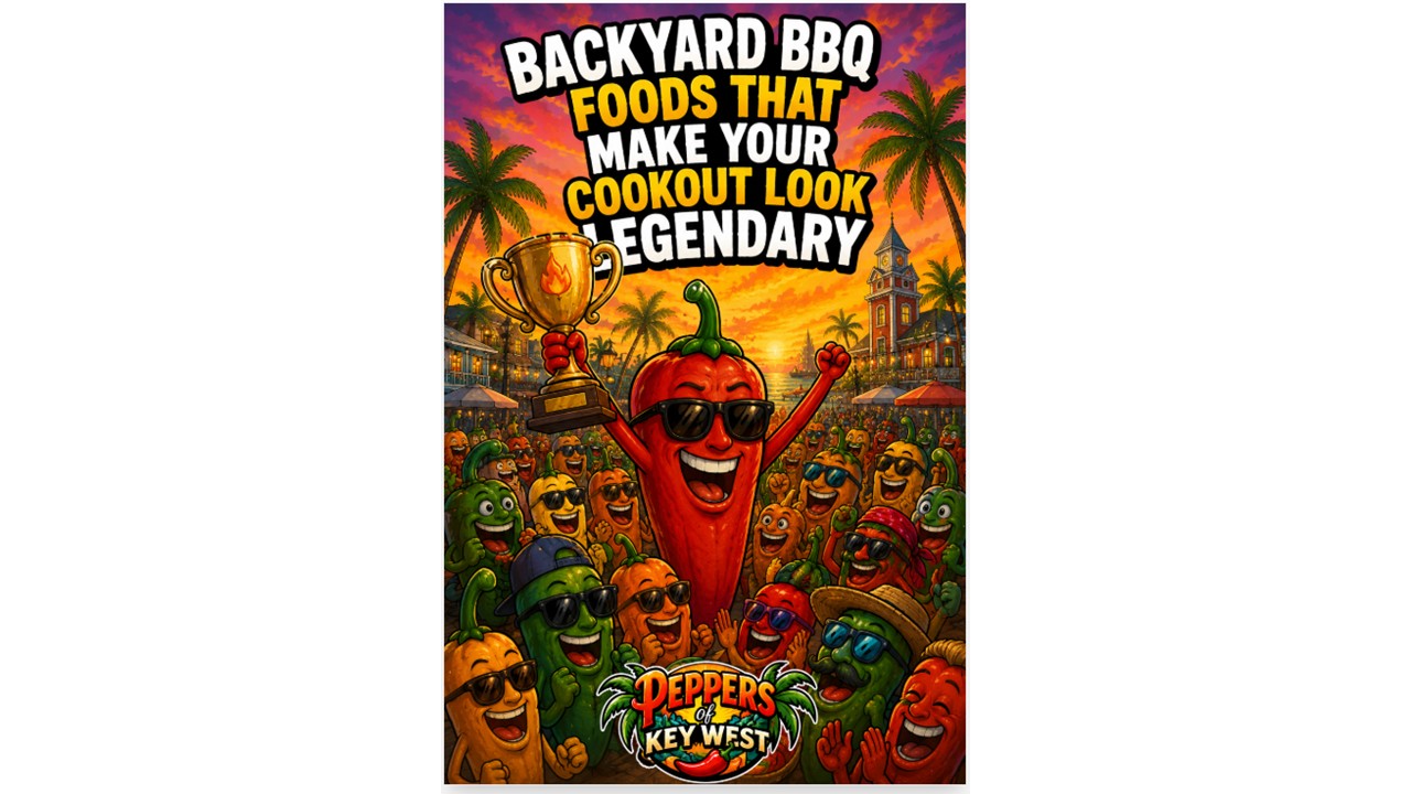 Legendary backyard BBQ foods including burgers, hot dogs, grilled chicken, side dishes, and spicy summer cookout recipes