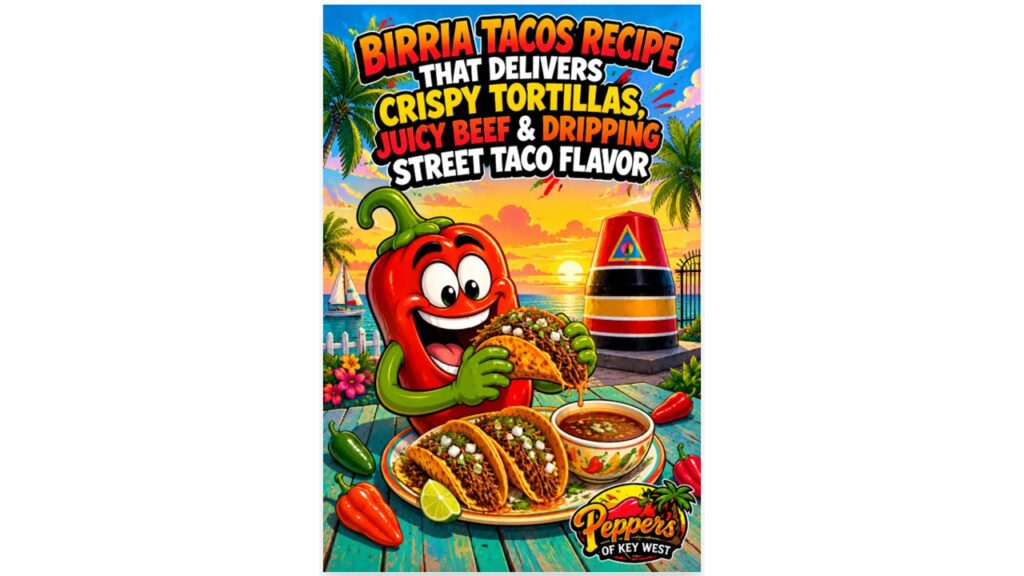 Birria tacos with crispy tortillas, melted cheese, juicy shredded beef, cilantro, lime wedges, and rich dipping consomé on a rustic plate