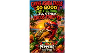 Carne asada street tacos with grilled steak, cilantro, onions, lime wedges, salsa, and spicy hot sauce on charred corn tortillas