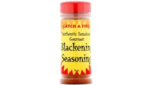 Bold blackening seasoning blend with smoky spices, savory herbs, and spicy heat designed for seafood, chicken, steak, and grilled foods.