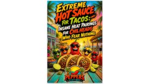 Extreme hot sauce for tacos with ghost pepper and Carolina Reaper on beef tacos