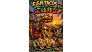 Crispy Baja-style fish tacos loaded with crunchy slaw, citrus lime, tropical hot sauce, fresh toppings, and coastal street taco flavor on warm tortillas.