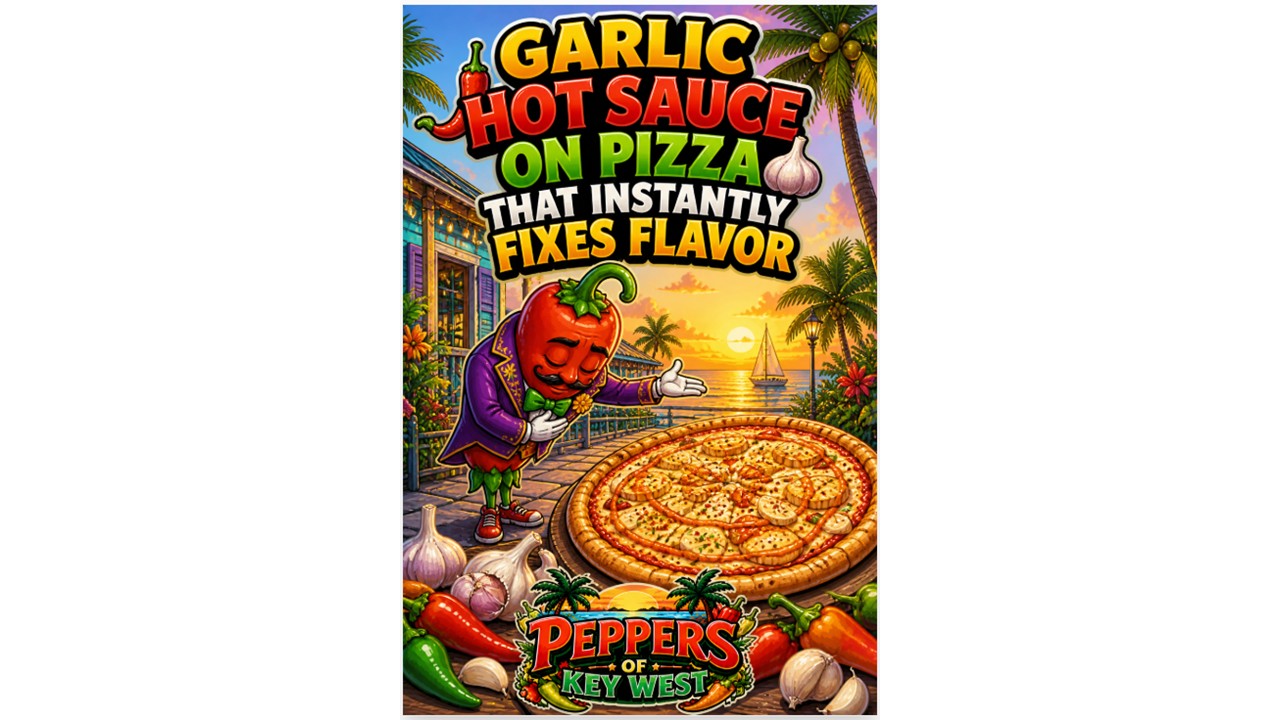 garlic hot sauce on pizza enhancing flavor with peppers of key west garlic hot sauce creating balanced taste with cheese and toppings