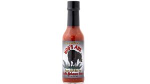Hog’s Ass Garlic Habanero hot sauce with bold garlic flavor and habanero heat ideal for pizza, chicken, and spicy flavor pairing