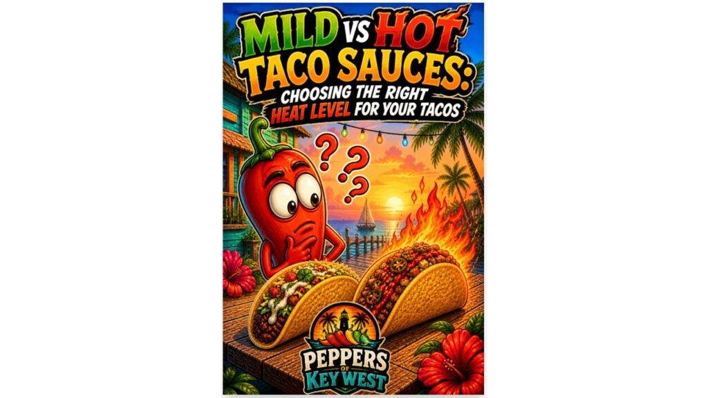 Mild vs hot taco sauces comparison showing different heat levels and taco sauce pairings for beef chicken and fish tacos