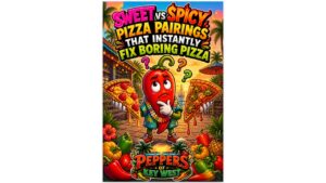 sweet vs spicy pizza pairings showing hot sauce balancing sweet and spicy flavors on pizza with peppers of key west sauces enhancing flavor