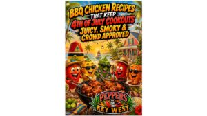 Juicy BBQ chicken grilling at a Fourth of July cookout with smoky barbecue flavor, backyard grilling, and summer barbecue favorites.