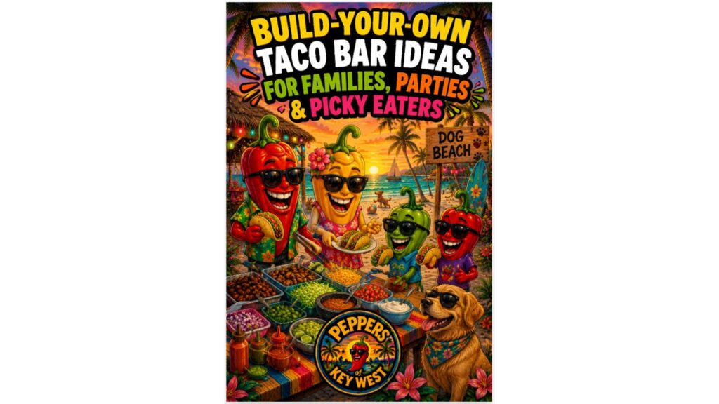 Build-your-own taco bar with multiple meats, fresh toppings, tortillas, hot sauces, and customizable taco ingredients for families, parties, and picky eaters
