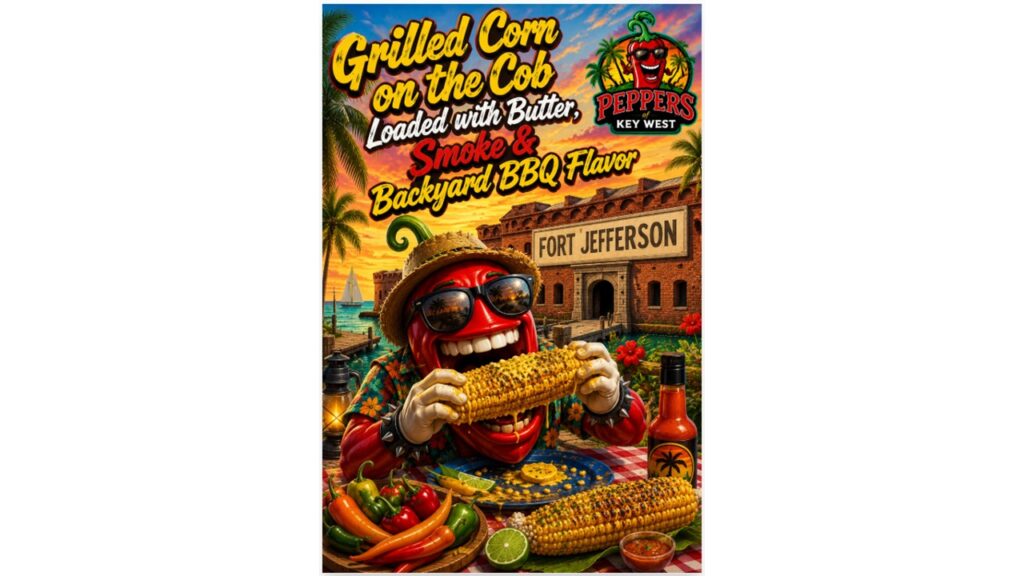 Grilled corn on the cob covered in melted butter with smoky barbecue flavor, fresh off the grill at a summer backyard cookout.