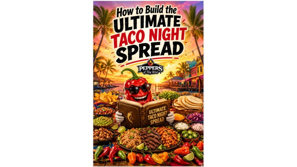 How to Build the Ultimate Taco Night Spread with taco bar toppings, meats, sauces, tortillas and hot sauce