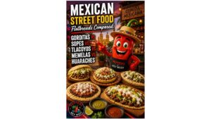 Authentic Mexican street food featuring gorditas, sopes, tlacoyos, memelas, and huaraches served together in a colorful outdoor market.