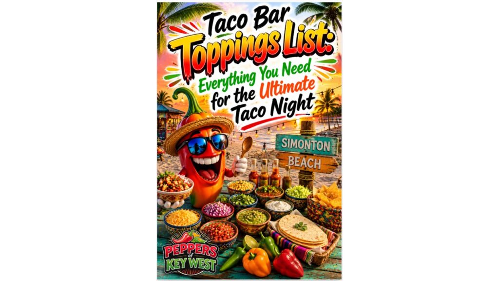 Loaded taco bar featuring fresh toppings including lettuce, tomatoes, cheese, jalapeños, onions, salsa, hot sauces, and tortillas for taco night