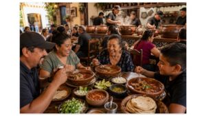 Families enjoying authentic birria at a traditional neighborhood birriería in Guadalajara, Jalisco, Mexico