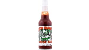 Gator Hammock Gator Sauce hot sauce bottle recommended for fried shrimp, fish, and seafood